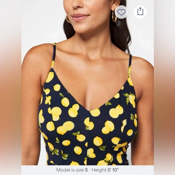 Nine Britton Navy and Yellow Lemon Print Mini Dress - Picture 4 of 11